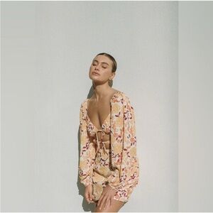 Sabo Skirt Dillan Cutout Dress- Orange and Burgundy Floral